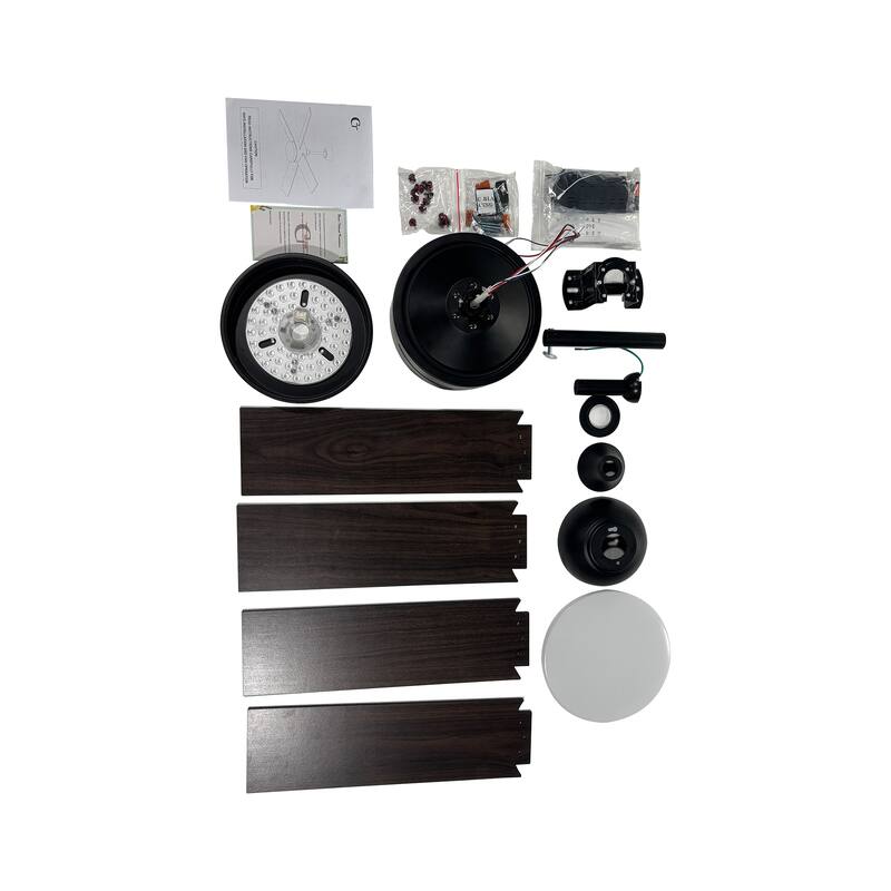 42'' Black Indoor Ceiling Fan with Light Remote Control