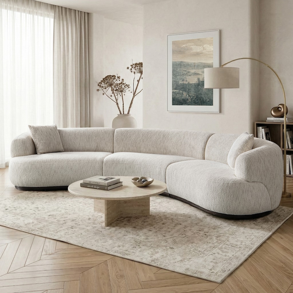 Furniture of America Premier Modern Curved Premium Upholstered 169" Solid Wood Modular Sectional Sofa