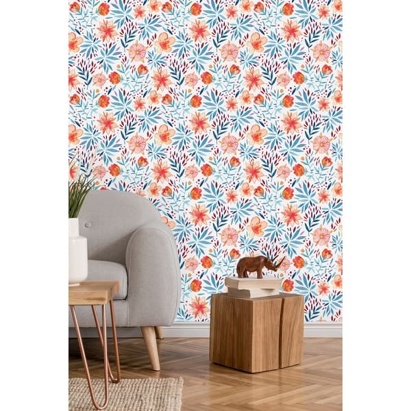 Abstract Cute Watercolor Floral Peel and Stick Wallpaper - Overstock ...