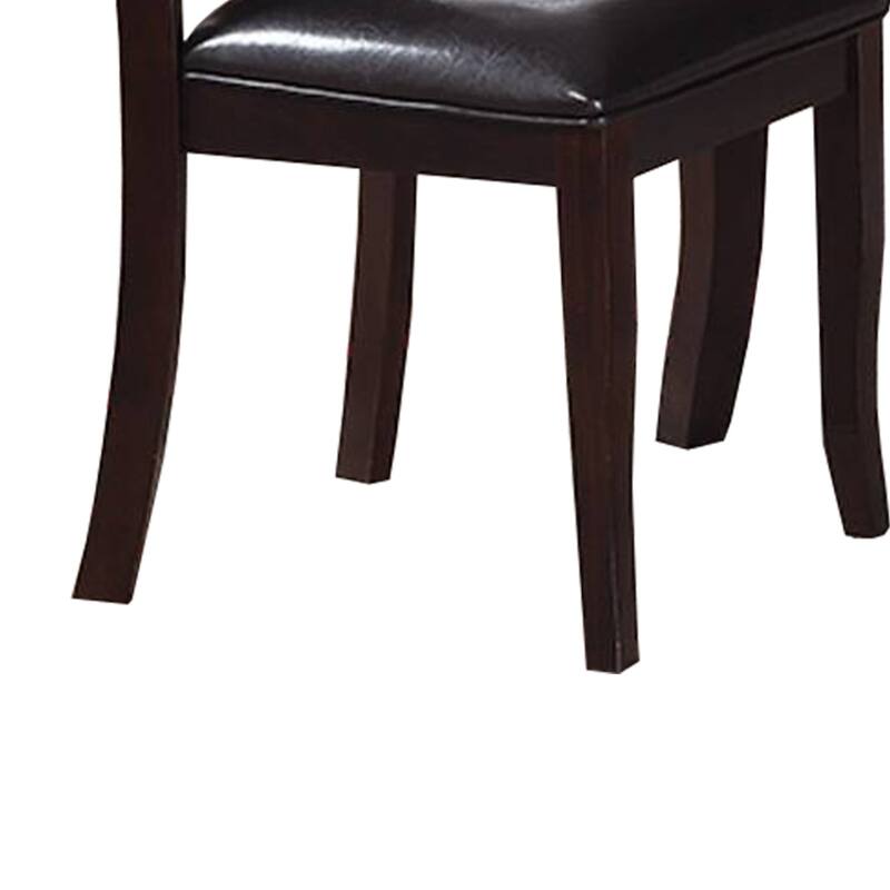 Dark Brown/Dark Brown Faux Leather Upholstered Wood Frame Dining Chair, Sturdy Dining Chair for Dining Rooms - 21.75