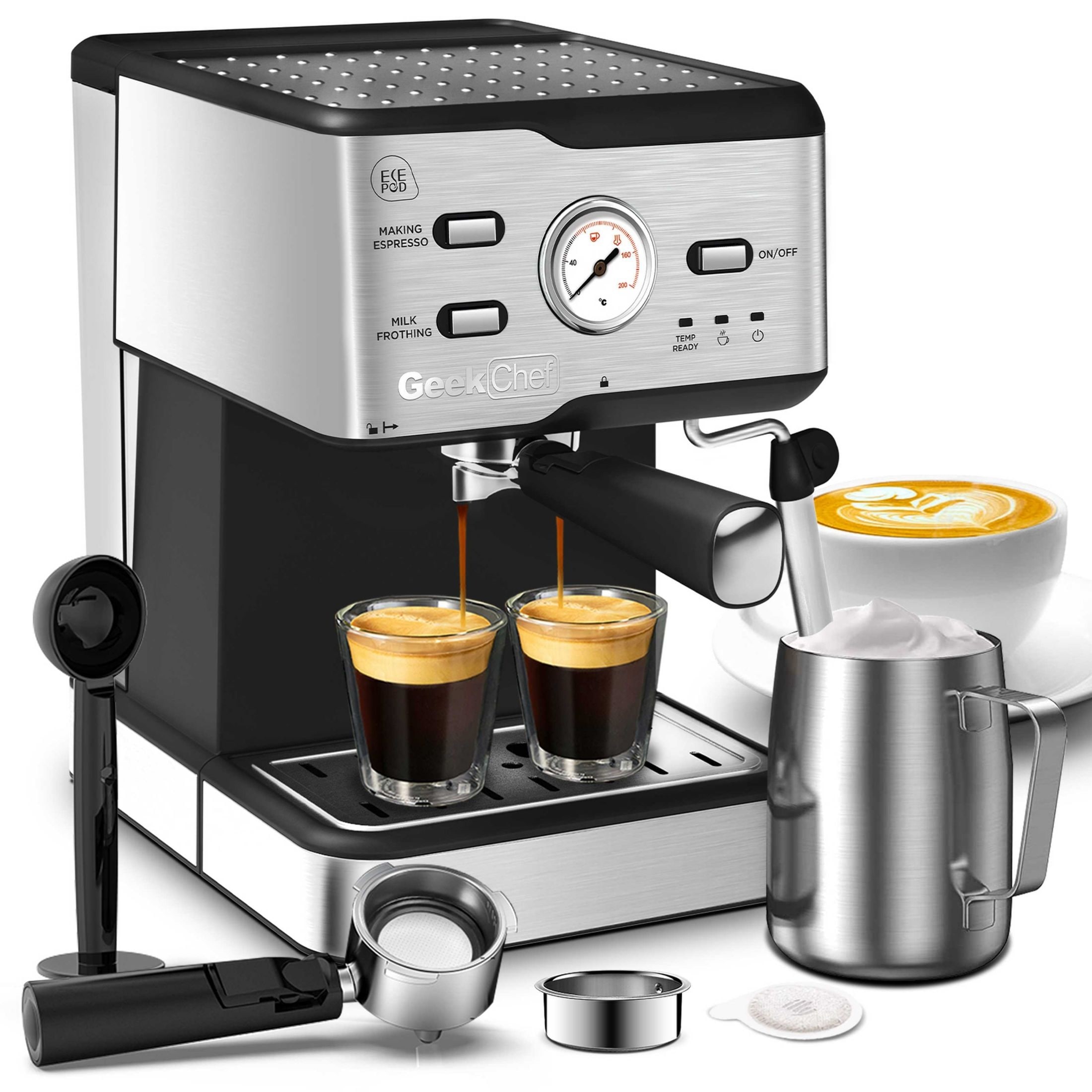 20 Bar Espresso Machine with ESE POD Filter & Milk Frother - High Pressure  Pump for Fine Extraction - On Sale - Bed Bath & Beyond - 38460680