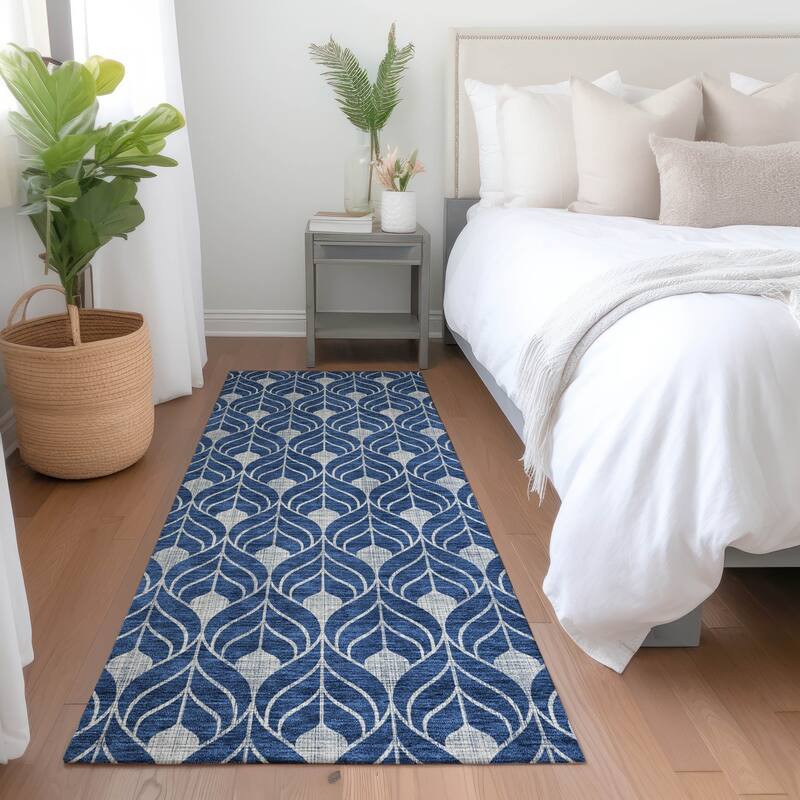 Premium Washable Super Soft Modern Teardrop Mayfield Rug - Navy - 2'3" x 7'6"