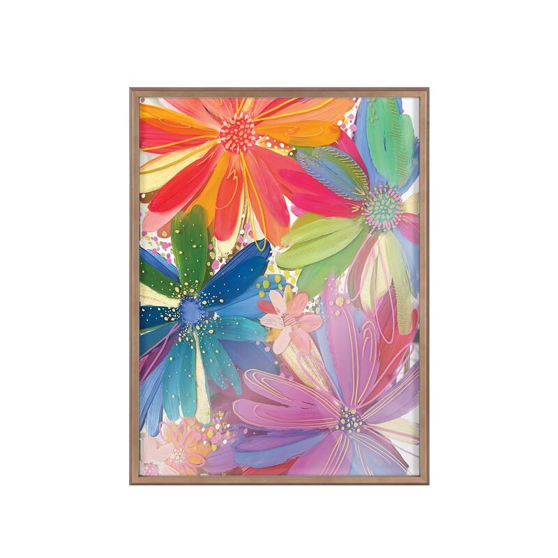 Kate and Laurel Blake Flowers Framed Printed Glass by Jessi Raulet