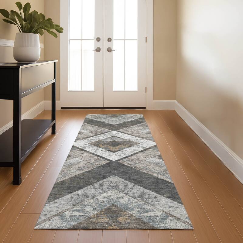 Premium Washable Super Soft Modern Global Mayfield Rug - Brown - 2'3" x 7'6"