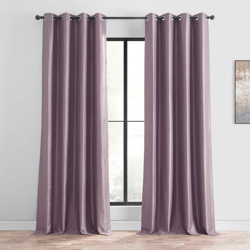 Exclusive Fabrics Textured Dupioni Faux Silk 108-inch Blackout Grommet Curtain (1 Panel) - 50 x 108