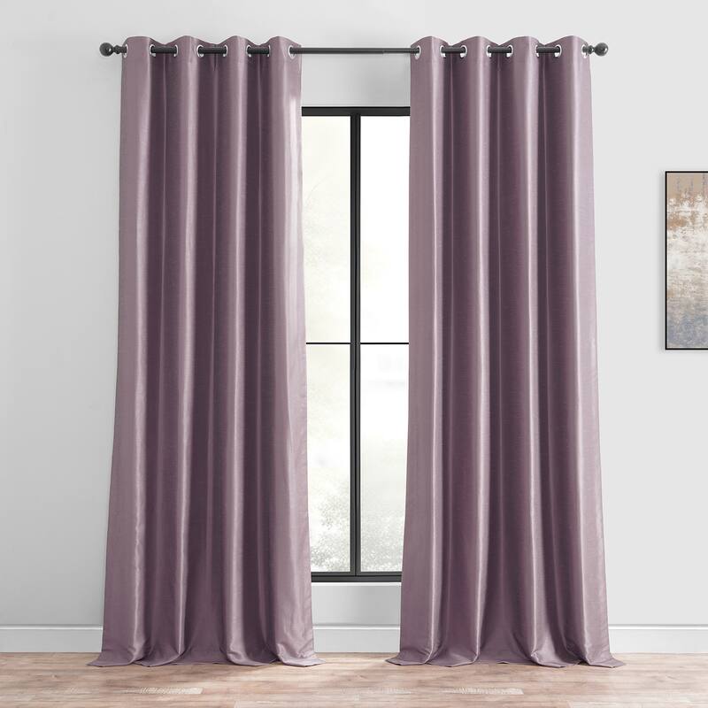 Exclusive Fabrics Textured Dupioni Faux Silk 84-inch Grommet Blackout Grommet Curtain (1 Panel) - 50 x 84