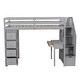 preview thumbnail 5 of 25, Wood Twin Size Loft Bed with Desk, Storage Stairs, Drawers and Shelves, Solid Wood Twin Bedframe Multi-Functional High Loftbed
