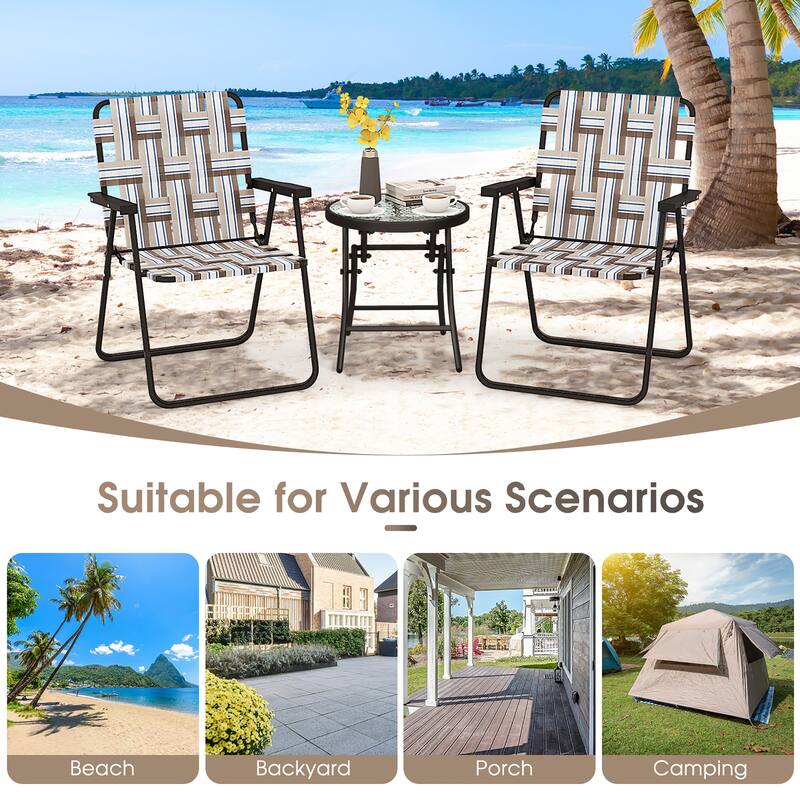 Gymax Folding Lawn Beach Chair Portable Sand Chair Set of 2 w/ Elegant