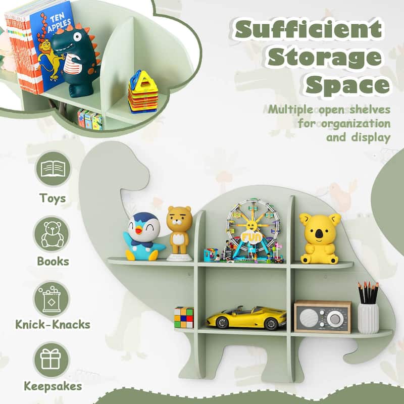 KidsDinosaur Wall Mounted Bookshelf Hanging Book Shelf