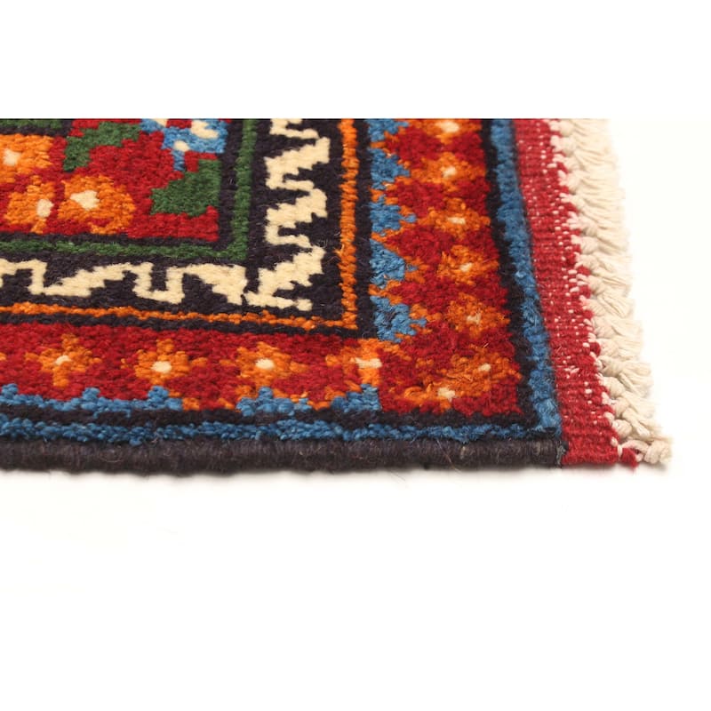ECARPETGALLERY Hand-knotted Uzbek Kargahi Blue Wool Rug - 4'0 x 5'11