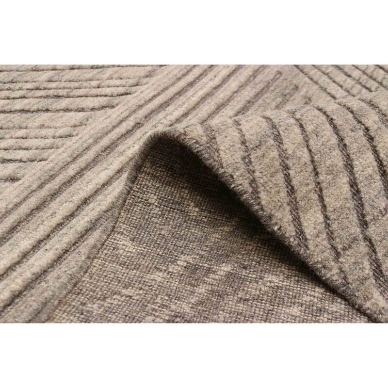 ECARPETGALLERY Hand-knotted Tangier Taupe Wool Rug - 5'0 x 8'0