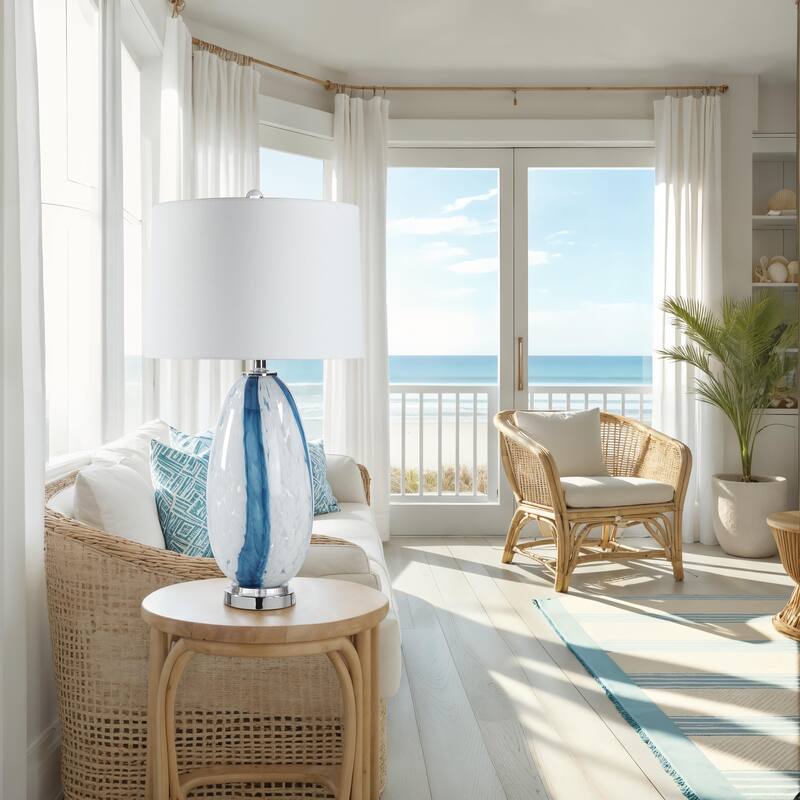 Everren Solis 27.75" Height Table Lamps, Clear And Blue