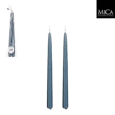 Set of 2 Blue Taper Candles-ST - Burn Time 9 Hours
