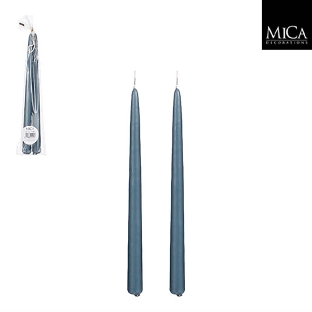 Set of 2 Blue Taper Candles-ST - Burn Time 9 Hours