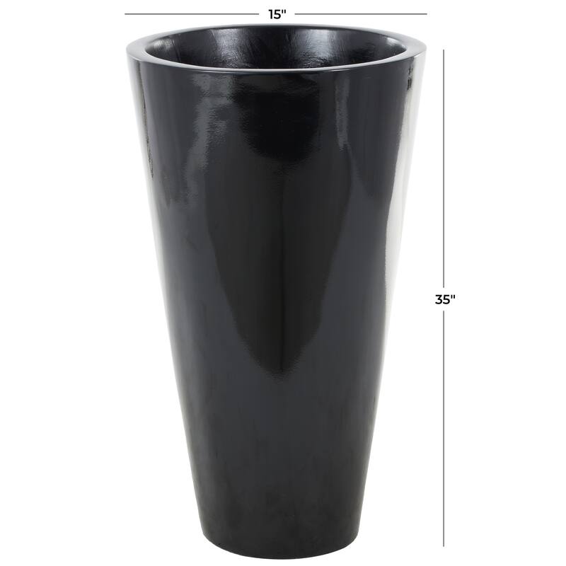 Black Fiberglass Minimalistic Floor Decorative Vase