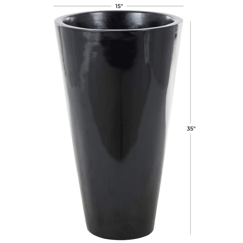 Fiberglass Minimalistic Floor Decorative Vase - Black - Roche River Decor