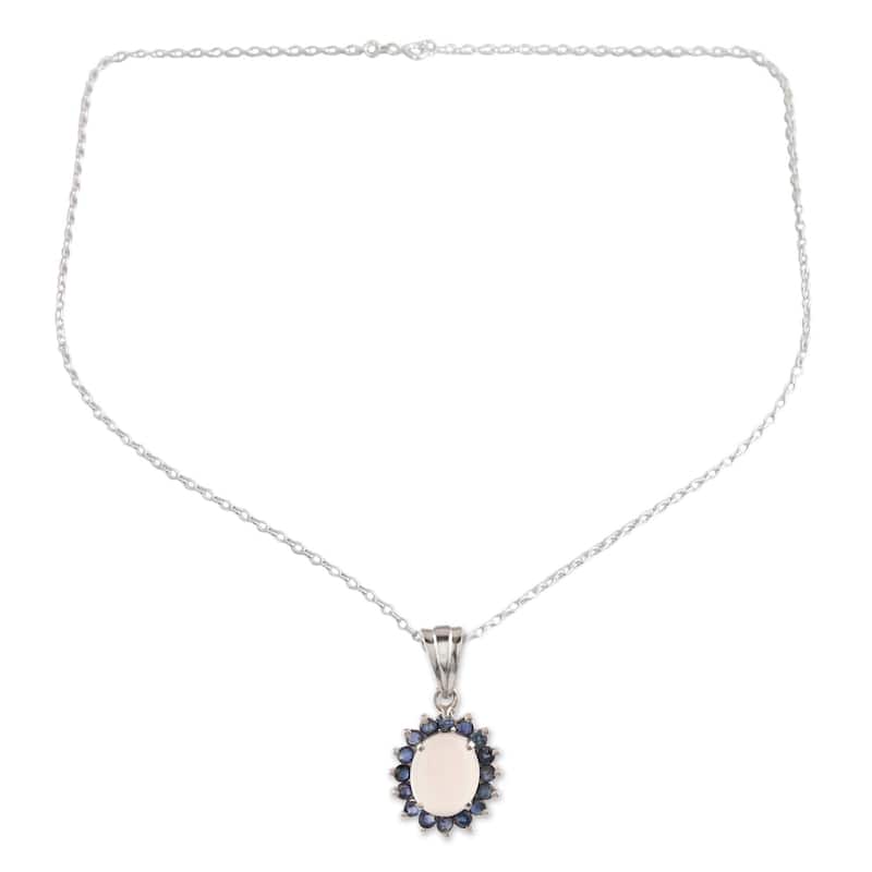 NOVICA Blue Happiness, Moonstone and sapphire pendant necklace