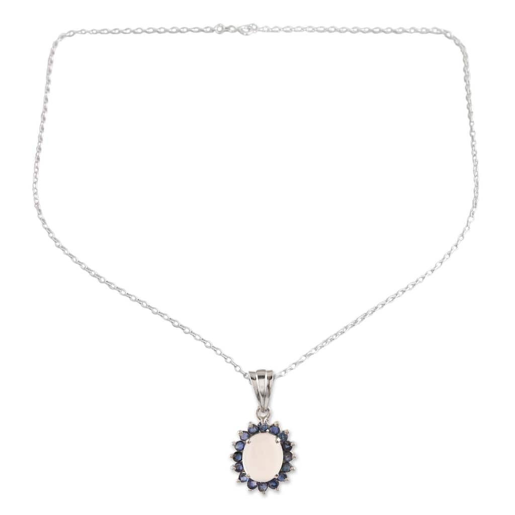 NOVICA Blue Happiness, Moonstone and sapphire pendant necklace