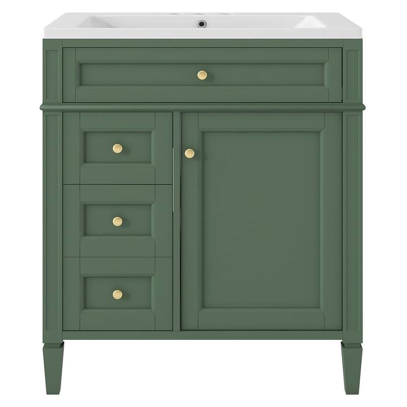 30" Modern Bathroom Vanity with Top Sink and 2 Drawers and a Tip-out Drawer