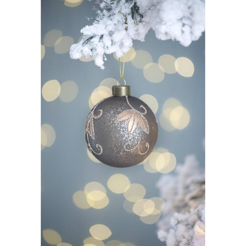 D3" Christmas Ball Ornaments, Glass Decorative Hanging Ball Christmas Tree Ornaments for Holiday, Set of 12 - Silver