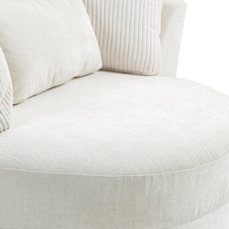 41" W Oversized Accent Barrel Swivel Chair with Moon Storage Ottoman