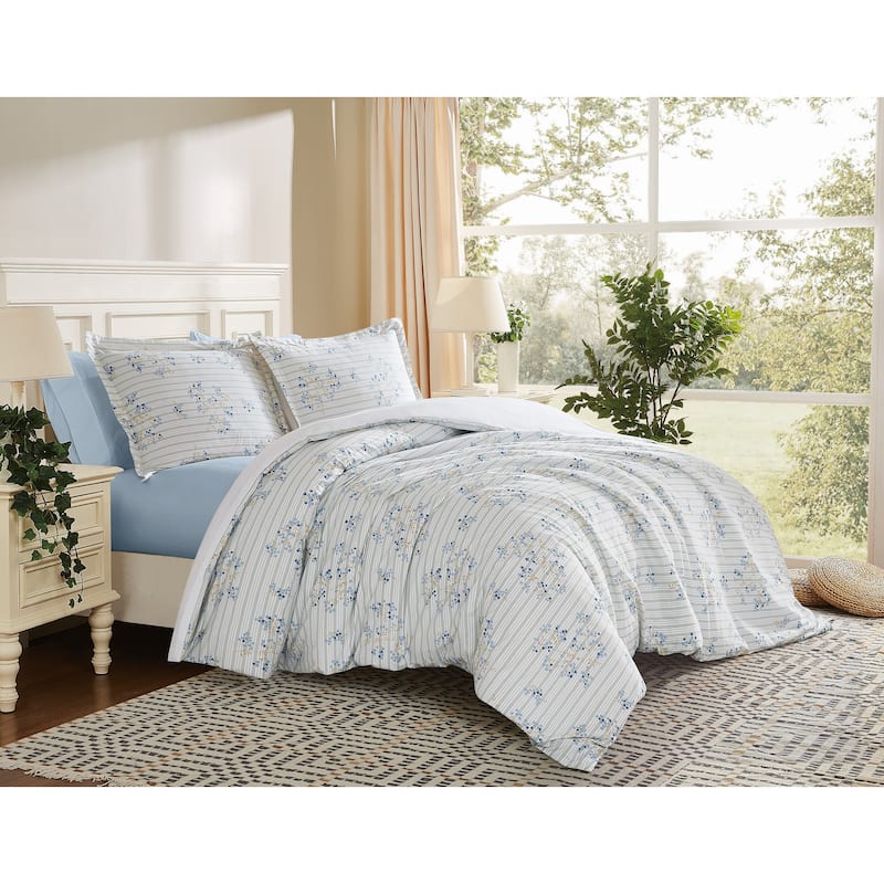 Cottage Classics Emma Floral Blue Duvet Cover Set