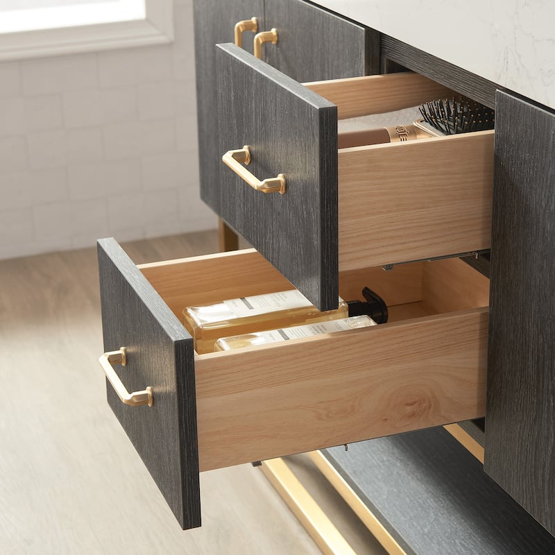 Alistair Bath Vanity with Grain White Stone Top without Mirror