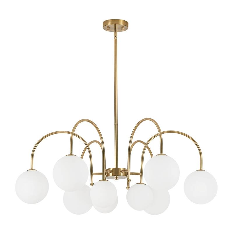 Mid-Century Tiered Frosted Glass Globe Round Sputnik Chandelier