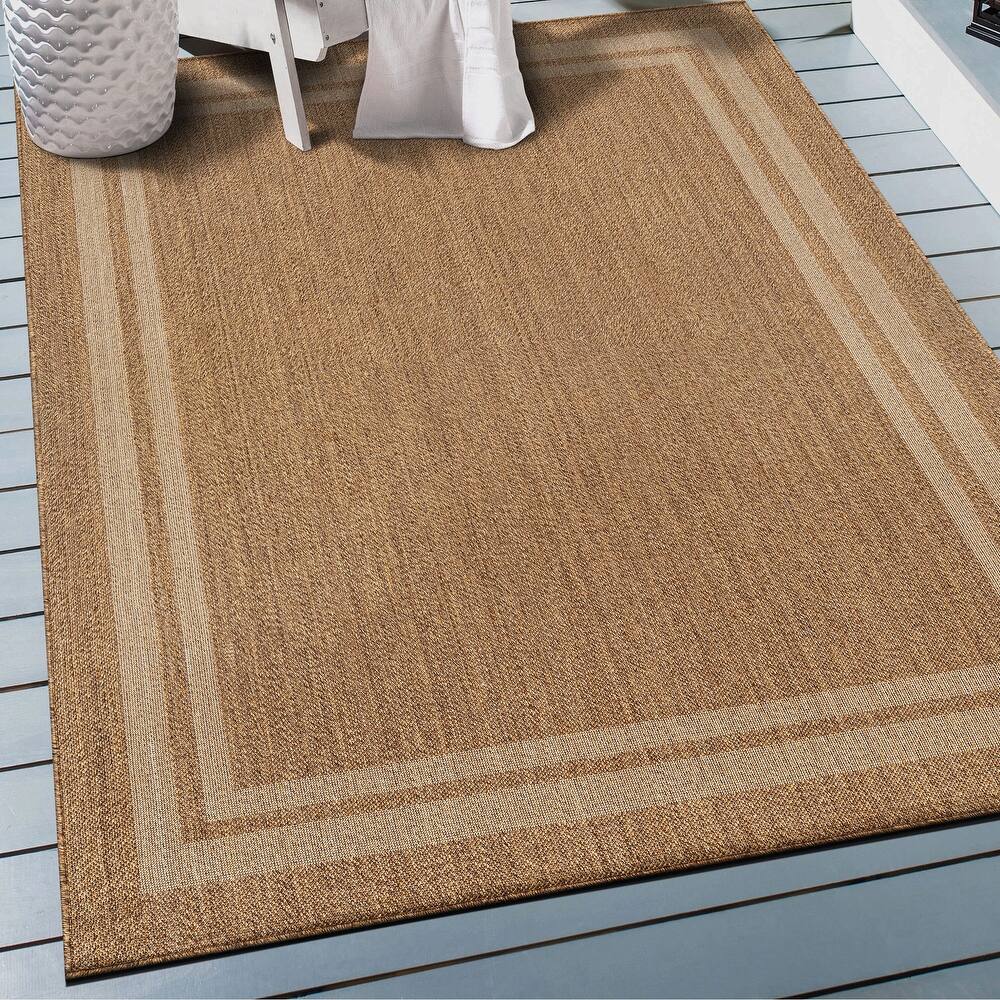 World Rug Gallery Border Indoor/Outdoor Flat Woven Area Rug