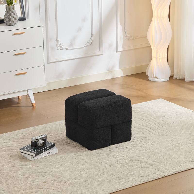 SEYNAR Modern 16.5''Faux Sherpa Square Cube Otttoman