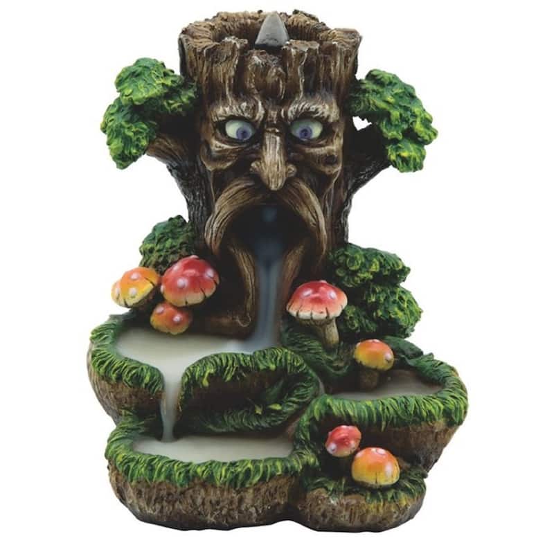 Q-Max 6"H Forest Mystic Spirit God Greenman Backflow Incense Holder Statue Fantasy Decoration Figurine Incense Burner