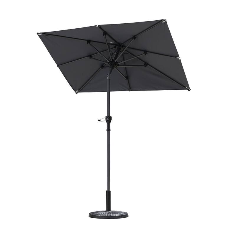 PURPLE LEAF Heavy-duty Crank and Tilt Table Umbrella Outdoor Patio Market Umbrella - 4x6ft-Light Grey