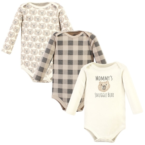 slide 1 of 1, Hudson Baby Cotton Long-Sleeve Bodysuits, Snuggle Bear Preemie - Snuggle Bear