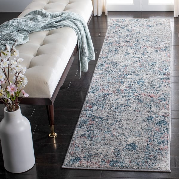 SAFAVIEH Meadow Mihane Modern Abstract Rug - 2' x 8' Runner - Light Grey/Blue - Runner