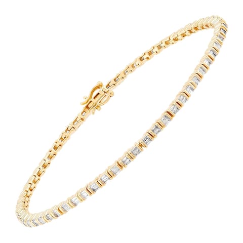 Welry 1 cttw Diamond Tennis Bracelet in 10K Yellow Gold, 7 inches