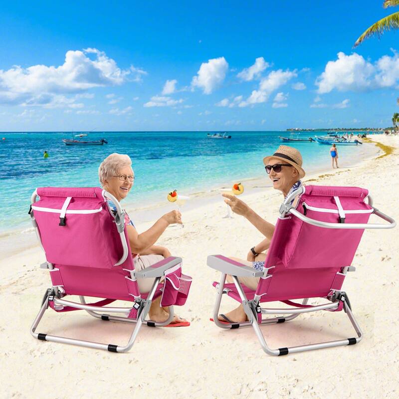 Goplus 1/2 PCS Folding Beach Chair for Adult Lightweight Aluminum