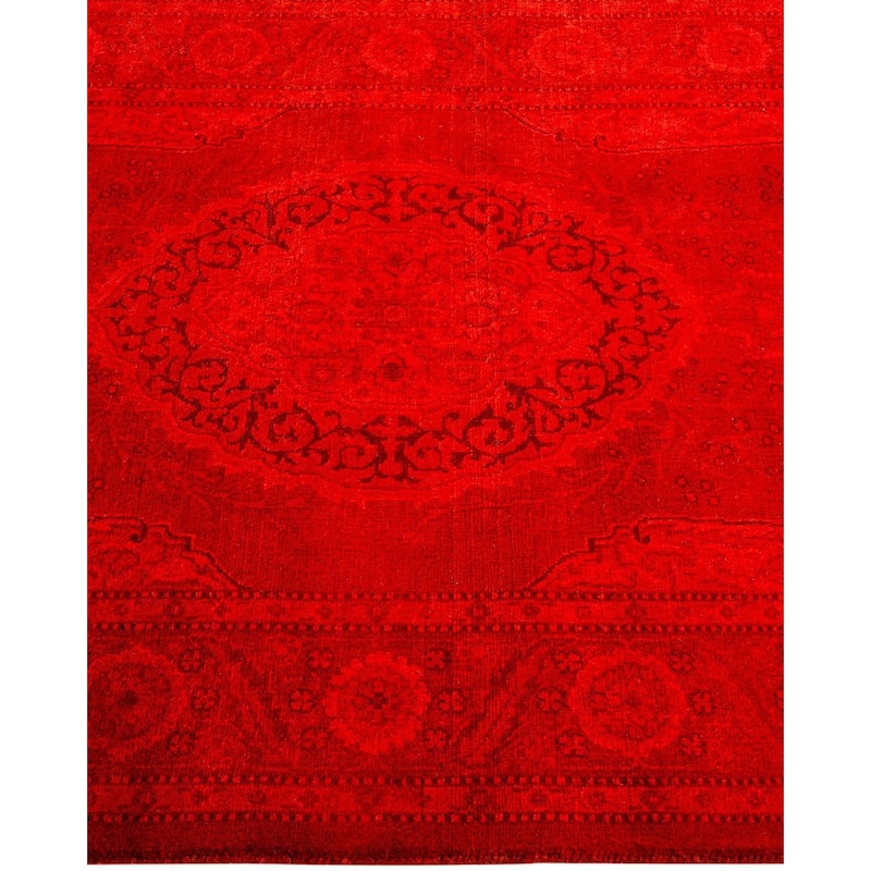 Overton Hand Knotted Wool Vintage Inspired Modern Contemporary Overdyed Red Area Rug - 2' 8" x 4' 2"