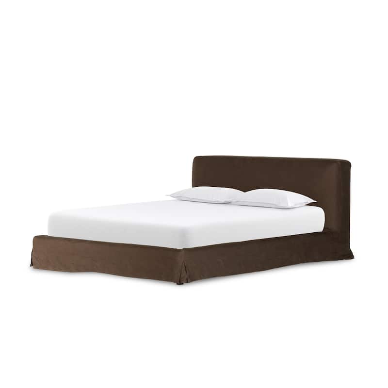 Quinn Slipcover Bed-Brussels Coffee-King
