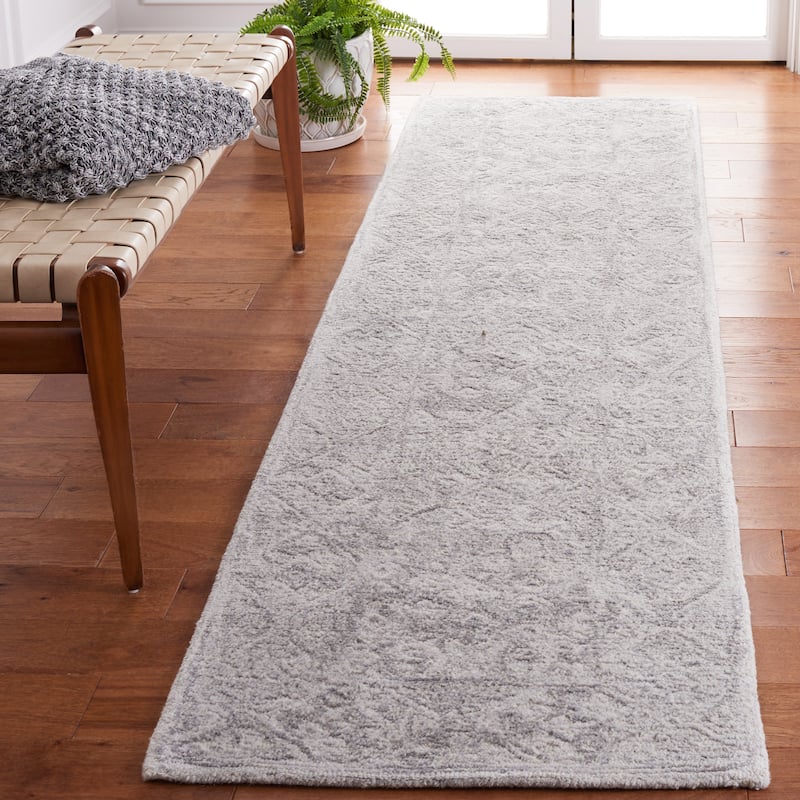 SAFAVIEH Handmade Marquee Hasime Modern Wool Rug - 2'3" x 9' Runner - Grey - Runner