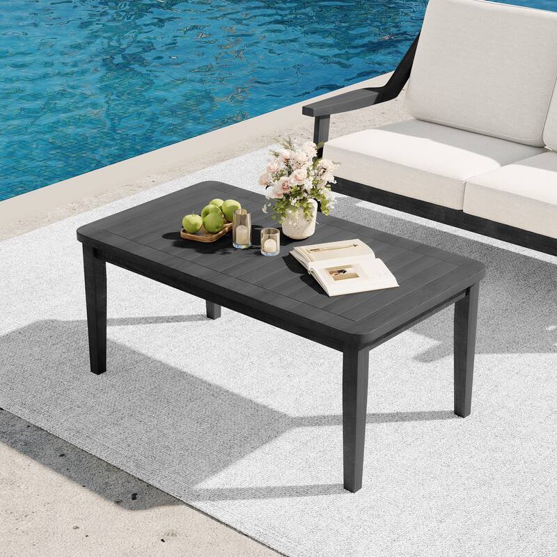 Iconic Classic Teak Outdoor Patio Rectangular Coffee Table - Black