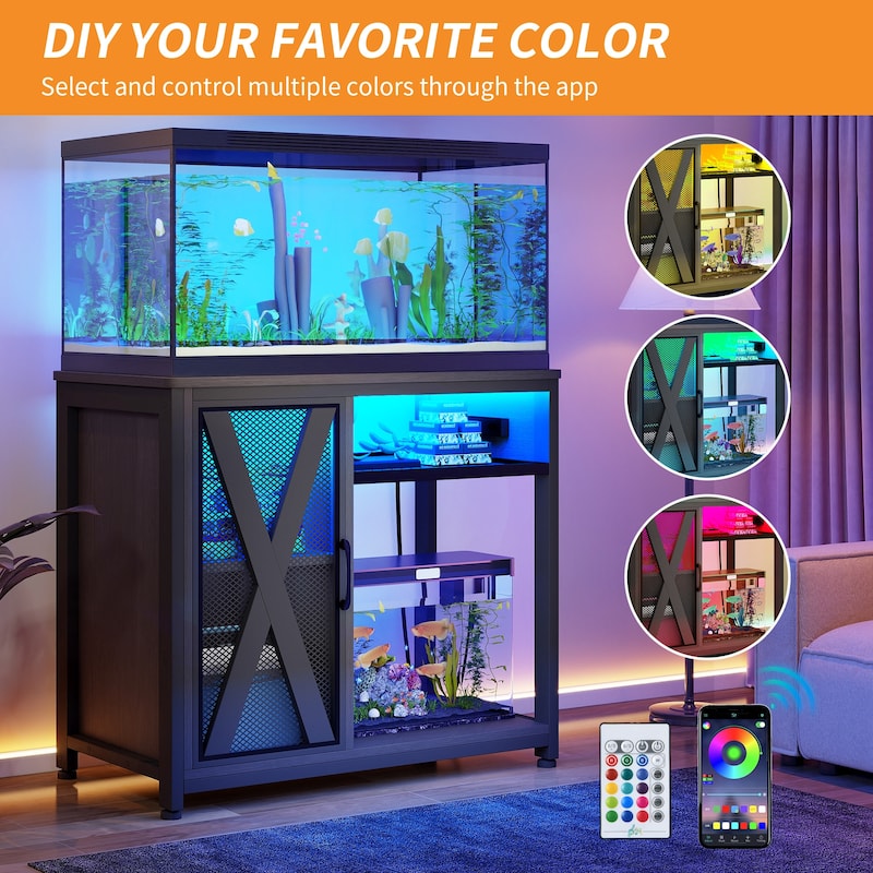 Moasis 50 Gallon Aquarium Stand with Power Outlets & LED Light