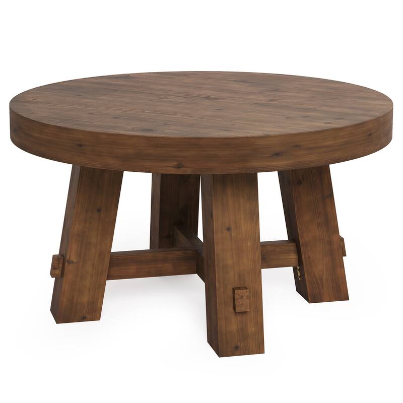 31.5-Inch Solid Wood Coffee Table, Round Center Table for Living Room, Apartment