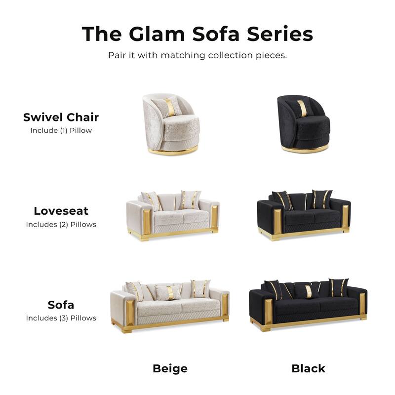 Furniture of America Maxine Glam Solid Wood Sofa with Accent Pillows