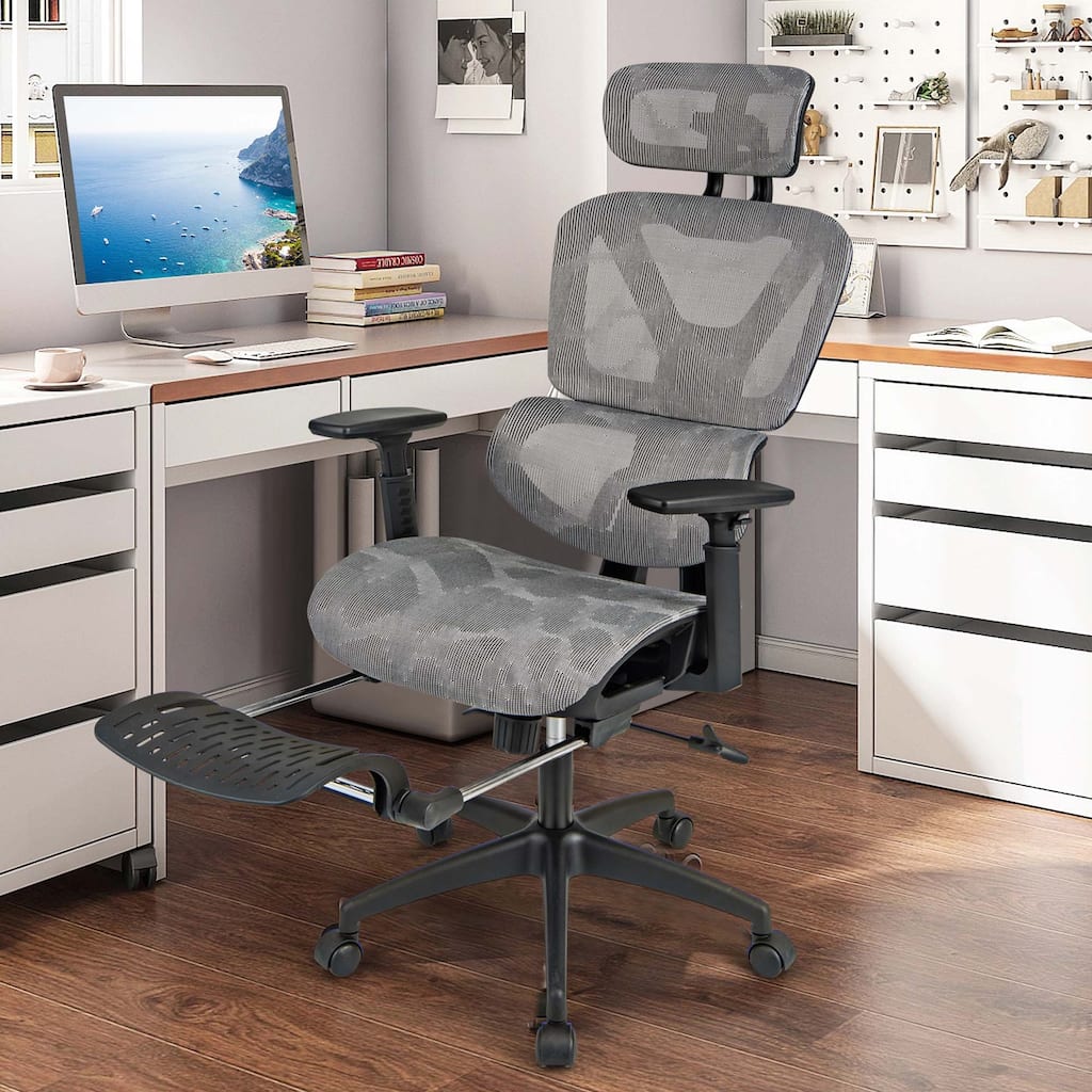 Ergonomic Office Chair Home Mesh Chair w/Adjustable Height & Backrest