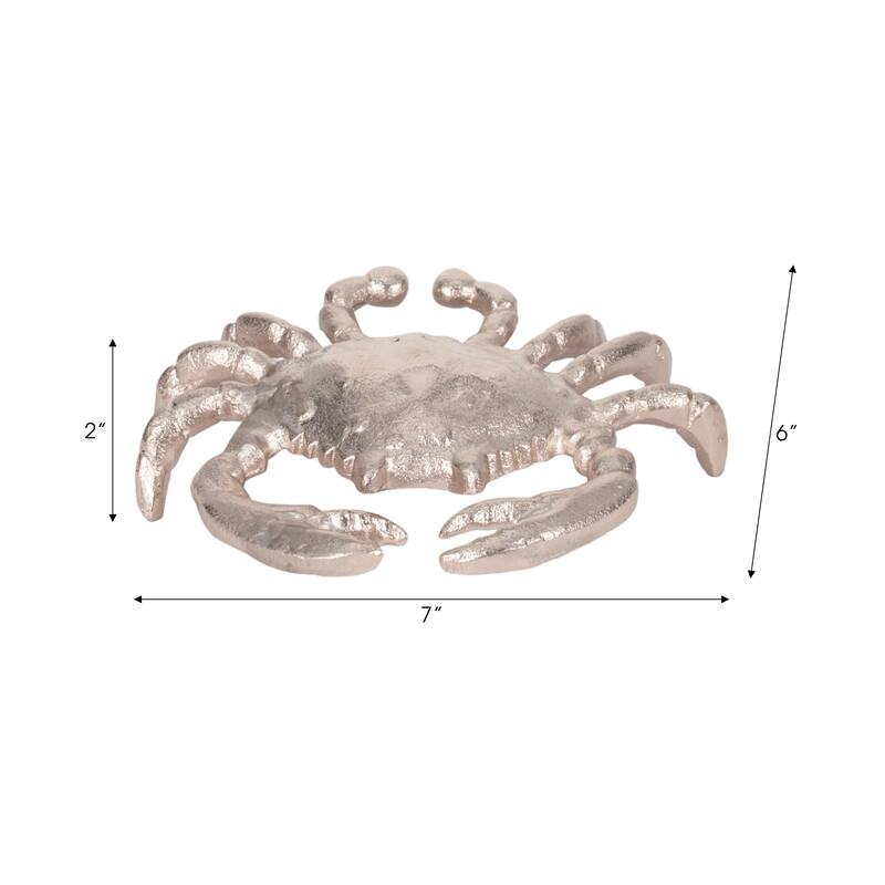 Sagebrook Home 7" Metal Contemporary Decorative Coastal Beach Ocean Crab Statue Table Decor