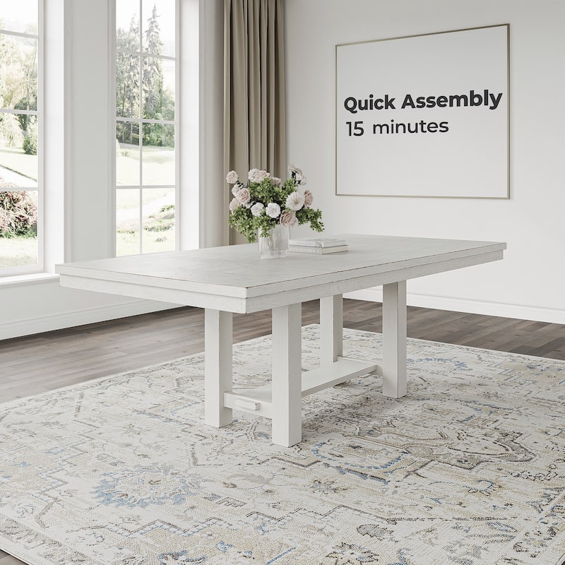 Signature Design by Ashley Robbinsdale Antique White Rectangular Dining Extension Table - 42"W x 86"D x 30"H
