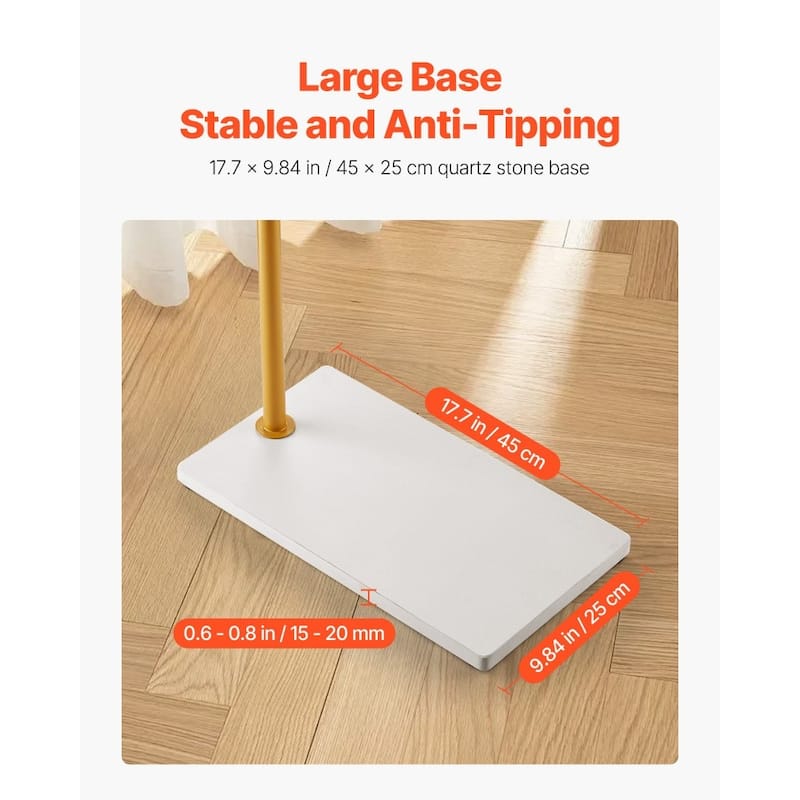 Modern Freestanding Coat Hanger with 3 Round Hooks and Metal Frame Anti-Tipping Quartz Base - 17.7 x 9.84 x 66.93 in