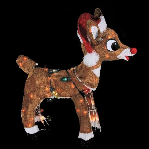 Shop 24 Pre Lit Rudolph Nosed Reindeer Christmas Outdoor Decoration Clear Lights Overstock 24075695