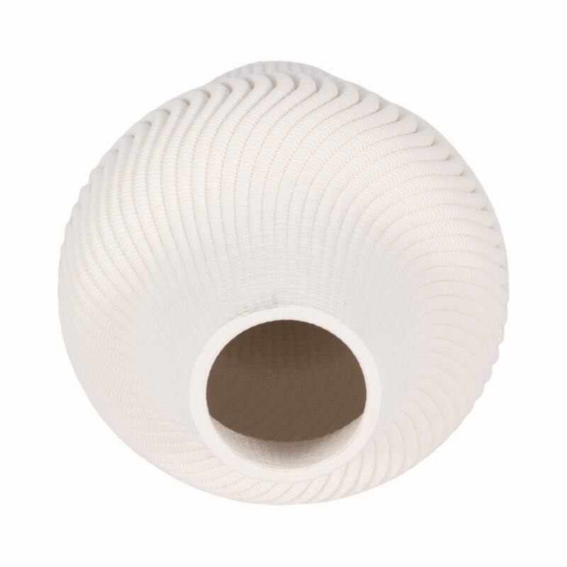Porcelain Ribbed 3D Printed Vase - Ivory/Beige
