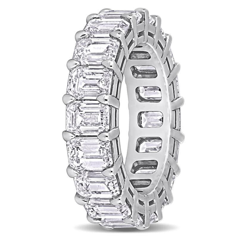 Miadora 8 1/2 - 9ct TDW Emerald-Cut Diamond Eternity Ring in 18k White Gold